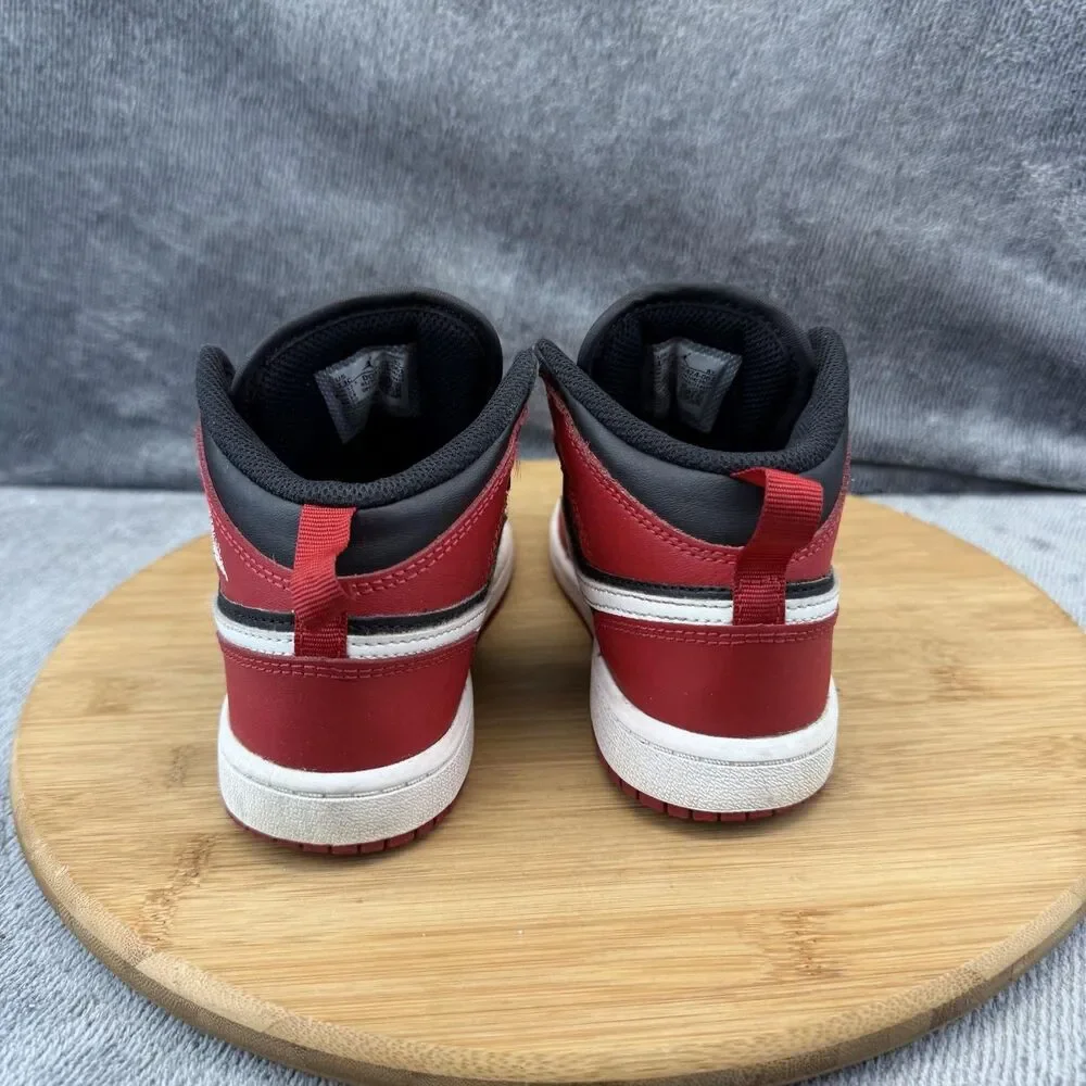 Jordan Air Jordan 1 Mid Shoes Boys Size 13C Black Red Sneakers DQ8424-061